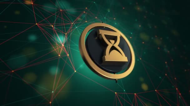 Animation Footage Hourglass Icon Rotating Circle Technology Background Seamless Loop — Stock Video