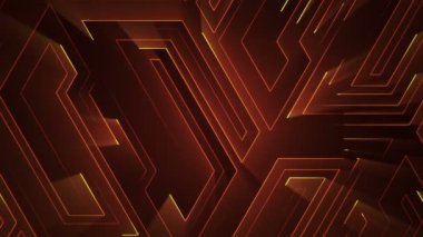 Devre elektrik sinyal parçacıkları ve turuncu ışık çizgilerinin animasyonuyla soyut teknoloji arka planı. Kusursuz döngünün animasyonu.  