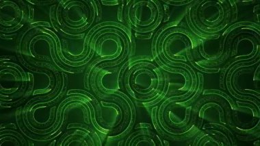 Devre elektrik sinyal parçacıkları ve yeşil ışık çizgilerinin animasyonuyla soyut teknoloji arka planı. Kusursuz döngünün animasyonu.  