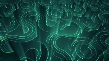 Devre elektrik sinyal parçacıkları ve yeşil ışık çizgilerinin animasyonuyla soyut teknoloji arka planı. Kusursuz döngünün animasyonu.