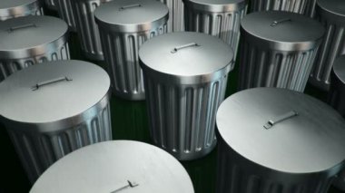 Metalik geri dönüşüm kutularının animasyonu. Kusursuz döngünün animasyonu.