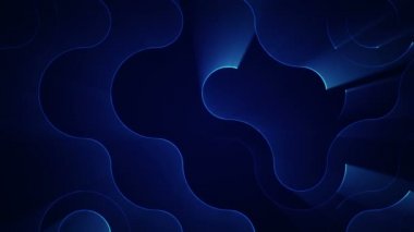 Devre elektrik sinyal parçacıkları ve mavi ışık çizgilerinin animasyonuyla soyut teknoloji arka planı. Kusursuz döngünün animasyonu.  