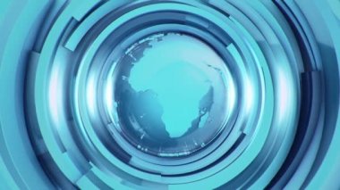 Işık arka planında dönen parlak yerkürenin animasyonu. Kusursuz döngünün animasyonu.