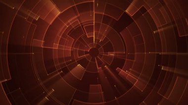 Devre elektrik sinyal parçacıkları ve turuncu ışık çizgilerinin animasyonuyla soyut teknoloji arka planı. Kusursuz döngünün animasyonu.  