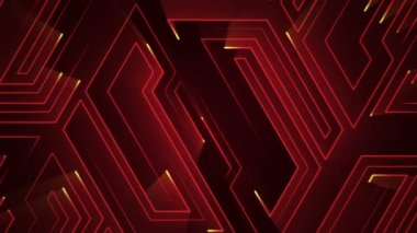 Devre elektrik sinyal parçacıkları ve kırmızı ışık çizgilerinin animasyonuyla soyut teknoloji arka planı. Kusursuz döngünün animasyonu.  