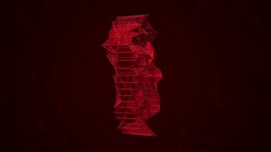 Metalik ağdaki harita etiketinin animasyon sembolüyle soyut arkaplan. Kusursuz döngünün animasyonu.