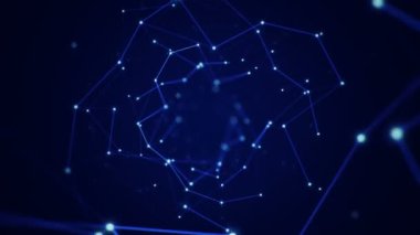 Devre elektrik sinyal parçacıkları ve yeşil ışık çizgilerinin animasyonuyla soyut teknoloji arka planı. Kusursuz döngünün animasyonu.