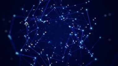 Devre elektrik sinyal parçacıkları ve yeşil ışık çizgilerinin animasyonuyla soyut teknoloji arka planı. Kusursuz döngünün animasyonu.