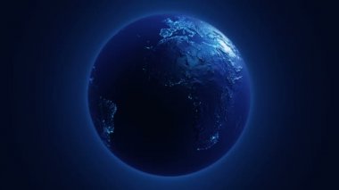 Gri Dünya Küresi 'nin dönüşüyle soyut arkaplan, pürüzsüz döngünün animasyonu 