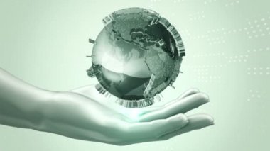 dijital eller dünyanın modelini tutuyor