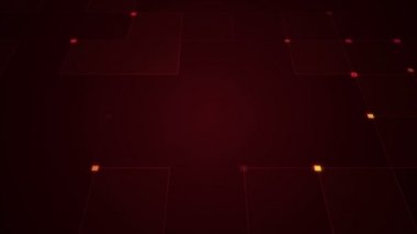 Çizgili ve parçalı geometrik arkaplan. Kırmızı ışıklı devre elektrik sinyalinin animasyonu. Kusursuz döngünün animasyonu.  