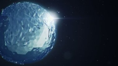 Gri Dünya Küresi 'nin dönüşüyle soyut arkaplan, pürüzsüz döngünün animasyonu 