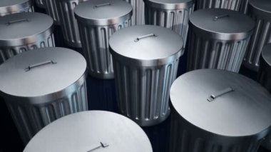 Metalik geri dönüşüm kutularının animasyonu. Kusursuz döngünün animasyonu.