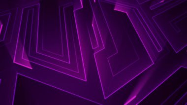 Devre elektrik sinyal parçacıkları ve mor ışık çizgilerinin animasyonuyla soyut teknoloji arka planı. Kusursuz döngünün animasyonu. 