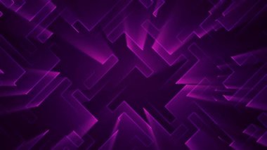 Devre elektrik sinyal parçacıkları ve mor ışık çizgilerinin animasyonuyla soyut teknoloji arka planı. Kusursuz döngünün animasyonu. 