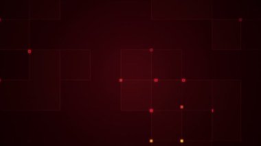 Çizgili ve parçalı geometrik arkaplan. Kırmızı ışıklı devre elektrik sinyalinin animasyonu. Kusursuz döngünün animasyonu.  