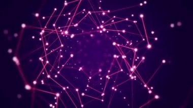 Devre elektrik sinyal parçacıkları ve yeşil ışık çizgilerinin animasyonuyla soyut teknoloji arka planı. Kusursuz döngünün animasyonu