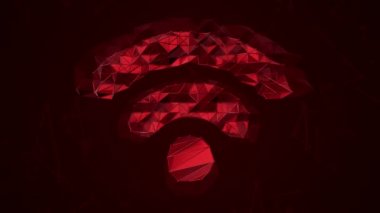 Metalik ağdan kablosuz bağlantı sembolü olan soyut bir arkaplan. Kusursuz döngünün animasyonu.