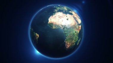 Gri Dünya Küresi 'nin dönüşüyle soyut arkaplan, pürüzsüz döngünün animasyonu 