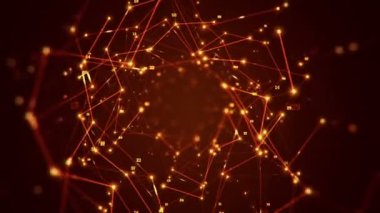 Devre elektrik sinyal parçacıkları ve yeşil ışık çizgilerinin animasyonuyla soyut teknoloji arka planı. Kusursuz döngünün animasyonu.