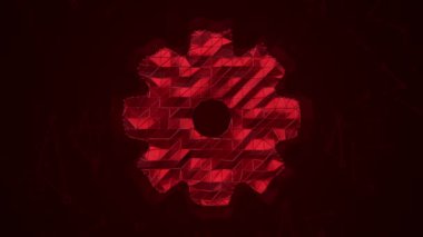 Teçhizat veya metal ağdaki dişli çarkın animasyon sembolüyle soyut bir arkaplan. Kusursuz döngünün animasyonu.