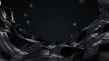 Çokgen yüzeyin köşesinde hareket eden animasyon ile soyut arkaplan. Kusursuz döngünün animasyonu