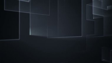 Çizgili ve parçalı soyut teknolojik arka plan. Gri parıltılı devre elektrik sinyalinin animasyonu. Kusursuz döngünün animasyonu.  