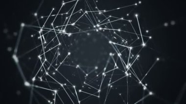 Devre elektrik sinyal parçacıkları ve yeşil ışık çizgilerinin animasyonuyla soyut teknoloji arka planı. Kusursuz döngünün animasyonu.