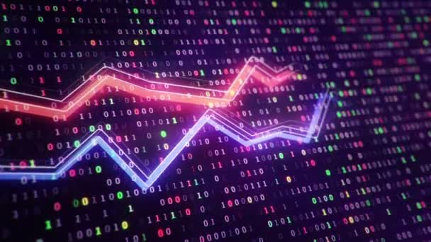 Abstrakcyjne Tło Animacją Rosnących Wykresów Płynących Liczników Liczb Symbolami Procentu — Wideo stockowe