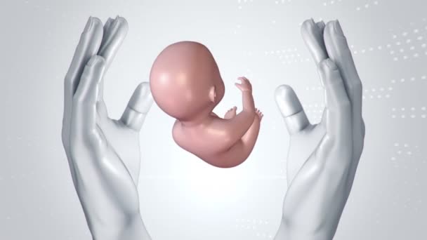 Abstrakter Wissenschaftlicher Film Mit Händen Menschlicher Und Ungeborener Babys Aus — Stockvideo