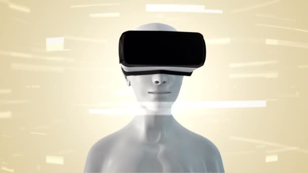 Animáció Emberi Headset Absztrakt Térben Részecskék Adatok Virtuális Valóság Technológiai — Stock videók