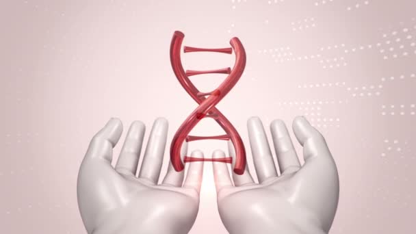 Abstrakter Hintergrund Mit Animation Der Rotation Dna Helix Abstrakten Händen — Stockvideo