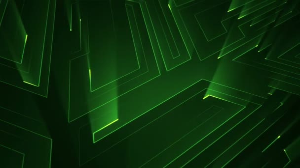 fond géométrique avec des rayures et des particules. Animation du signal électrique du circuit avec un éclat vert. Animation de boucle transparente .  