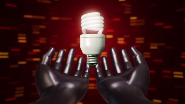 Streszczenie Tła Animacją Obrotowej Energii Bezpiecznej Lampy Abstrakcyjnych Rękach Człowieka — Wideo stockowe