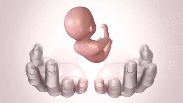 Rahminden Insan Doğmamış Bebek Eli Olan Soyut Bir Bilimsel Film — Stok video