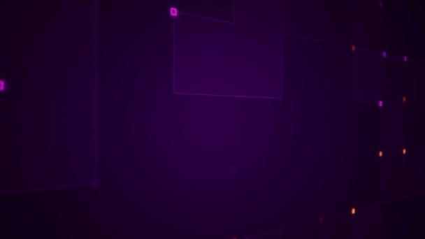 fond géométrique avec des rayures et des particules. Animation du signal électrique du circuit avec un éclat violet. Animation de boucle transparente .  