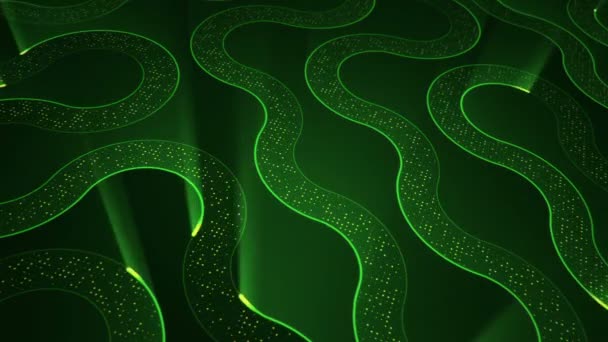 Absztrakt technológiai háttér animációs áramkör elektromos jel részecskék és zöld fény csíkok. Zökkenőmentes hurkok animációja.  