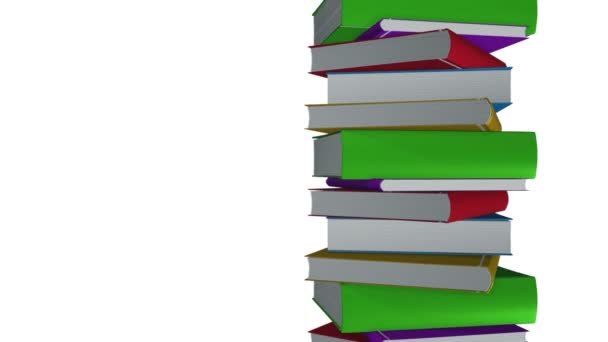 Animação Rotação Pilha Livros Coloridos Animação Loop Sem Costura — Vídeo de Stock