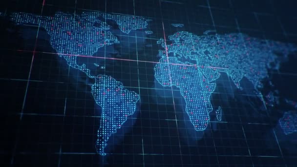 Vista Panorâmica Mapa Digital Mundo — Vídeo de Stock