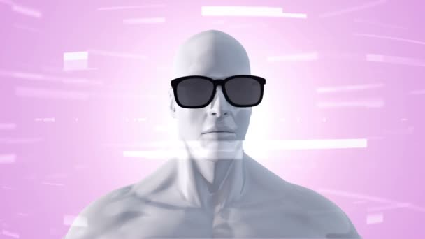 Animación Humanos Con Gafas Espacio Abstracto Con Partículas Datos Realidad — Vídeos de Stock