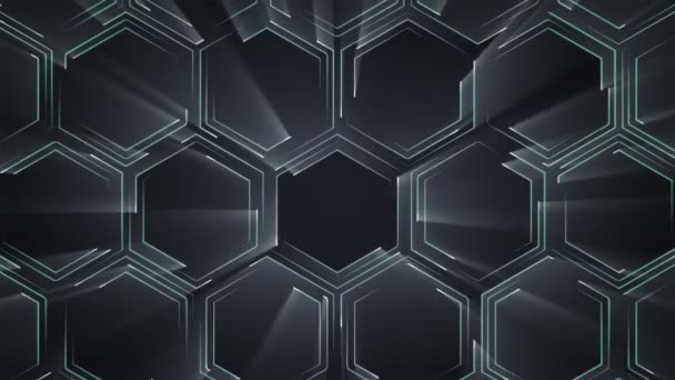 Fond abstrait de technologie grise avec animation de particules de signal électrique de circuit et rayures lumineuses. Animation de boucle transparente .