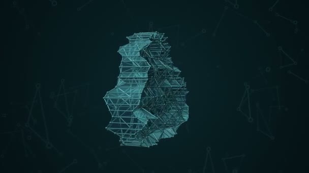 Abstrakter Hintergrund Mit Animationssymbol Der Datenwolke Aus Metallischem Netz Animation — Stockvideo