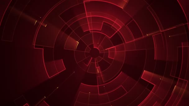 Fond technologique abstrait avec animation des particules du signal électrique du circuit et des rayures de lumière rouge. Animation de boucle transparente .  