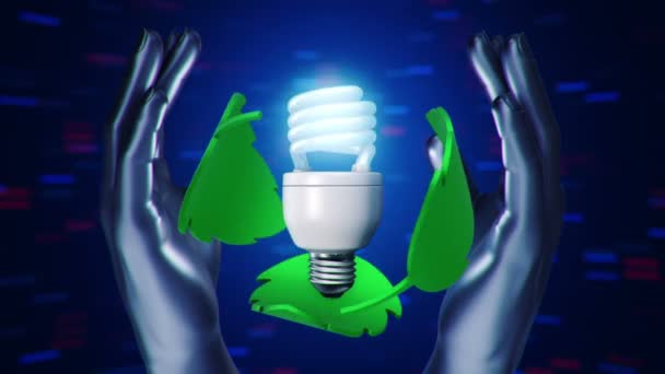 Abstrakt Bakgrund Med Animation Rotation Energi Säker Lampa Abstrakta Händer — Stockvideo