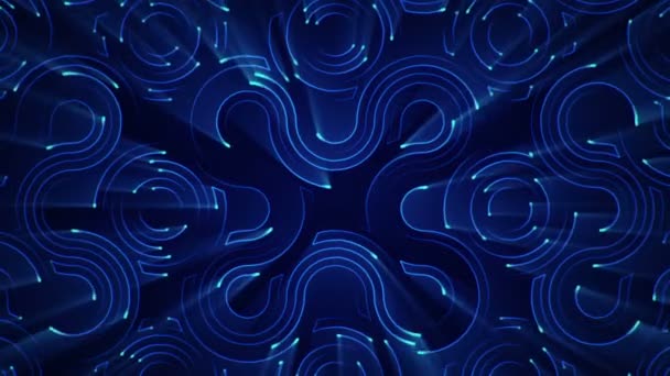 Abstract Technology Background Animation Circuit Electric Signal Particles Blue Light — Stock Video