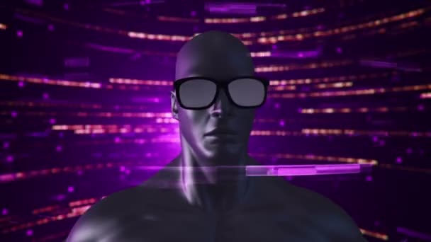 Animación Humanos Con Gafas Espacio Abstracto Con Partículas Datos Realidad — Vídeo de stock
