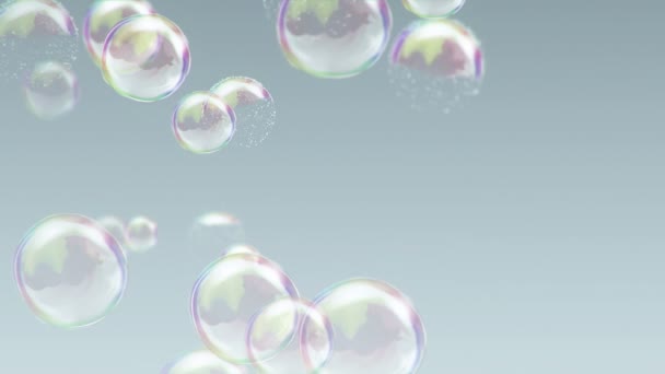 Animace Létání Mýdlové Bubliny Barevném Pozadí Animace Bezešvé Smyčky — Stock video