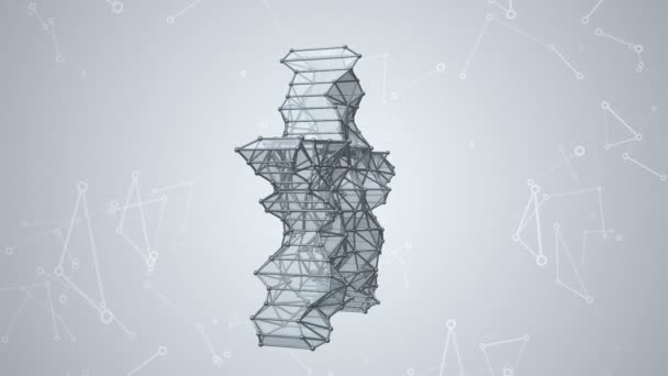 正方形と三角形を持つ灰色の背景の星の抽象的な3Dアニメーション シームレスなループのアニメーション — ストック動画