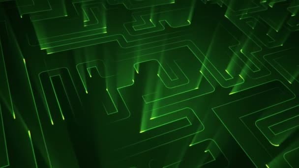 回路電気信号粒子と緑の光縞のアニメーションによる概要技術の背景 シームレスループのアニメーション — ストック動画
