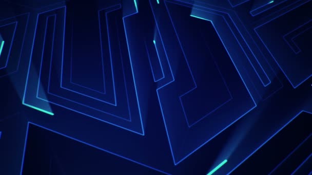 fond géométrique avec des rayures et des particules. Animation du signal électrique du circuit avec un éclat bleu. Animation de boucle transparente .  